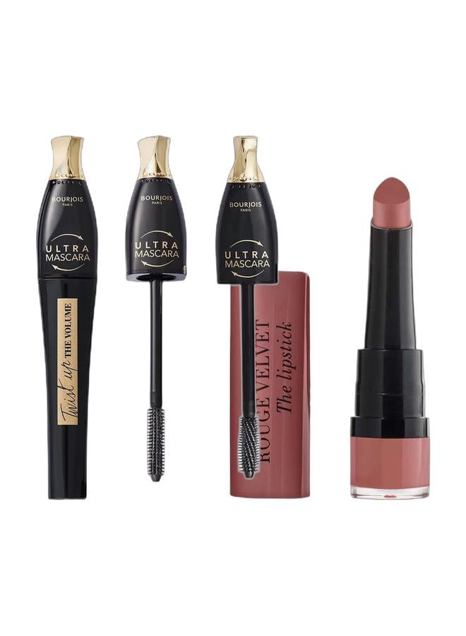 BOURJOIS PARIS Twist Up The Volume Mascara 001 Ultra Black & Rouge Velvet The Lipstick 2.4 g 13 Nohalicious Bundle - Image 1